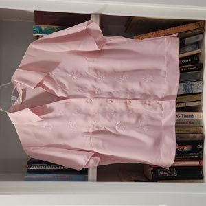 Vintage short sleeved blouse by Marks and Spencer, pink, size 14